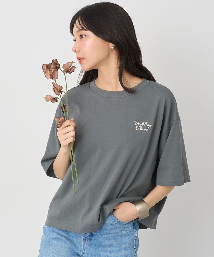 earth music&ecology「Plantes et Fleurs Cafe ショートT」|Tシャツ・カットソー|Charcoal Gray