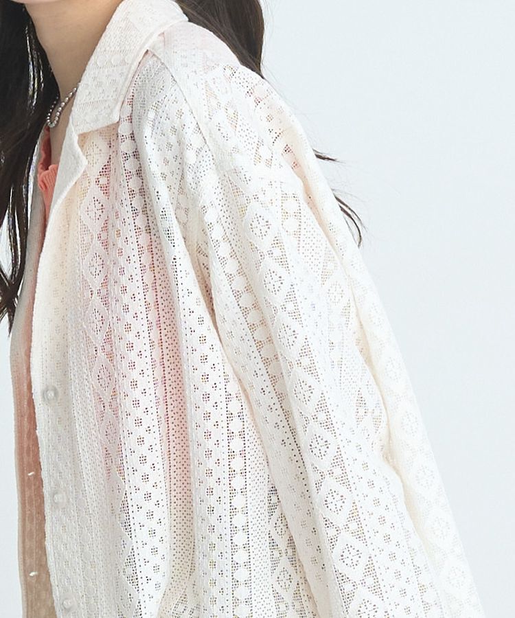 earth music&ecology「スパンコールレースショートシャツ」|シャツ・ブラウス|