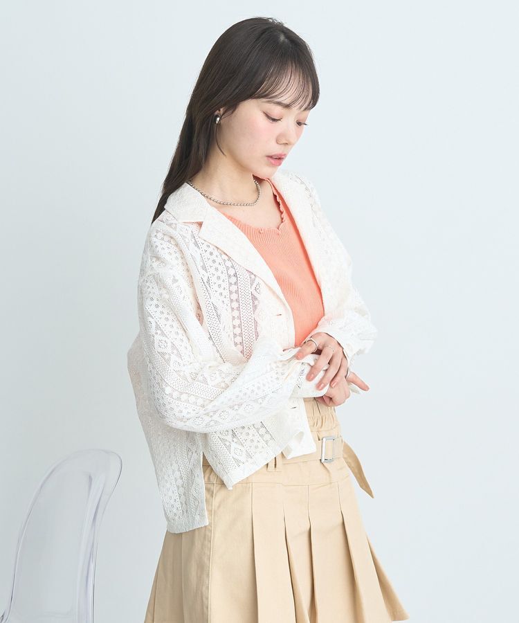 earth music&ecology「スパンコールレースショートシャツ」|シャツ・ブラウス|