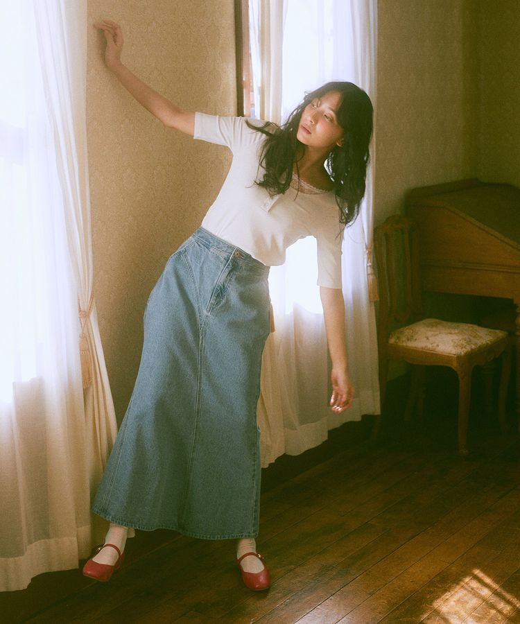 earth music&ecology「レースレイヤードリブプルオーバー」|Tシャツ・カットソー|