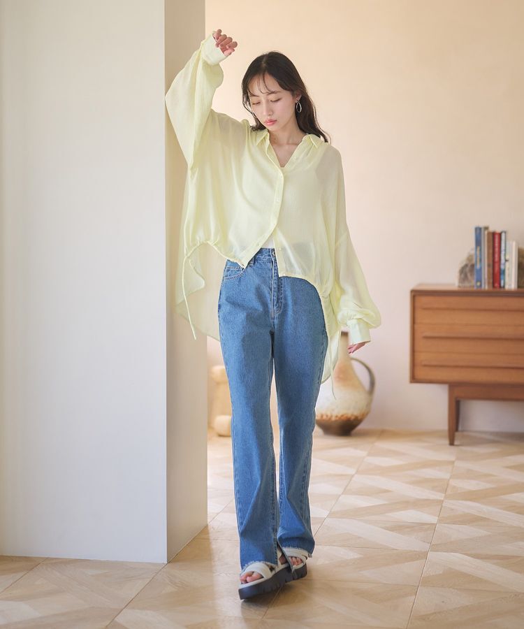 earth music&ecology「カットオフフレアデニムパンツ」|デニム|