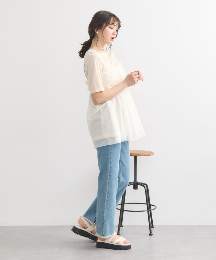 earth music&ecology「カットオフフレアデニムパンツ」|デニム|