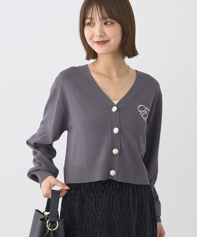 earth music&ecology「ロゴ刺繍カーディガン」|カーディガン|