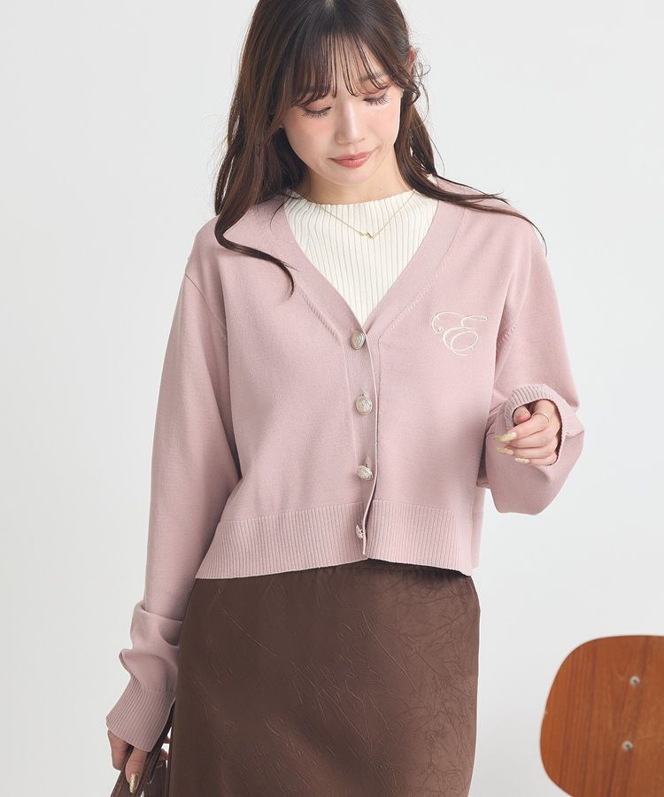 earth music&ecology「ロゴ刺繍カーディガン」|カーディガン|