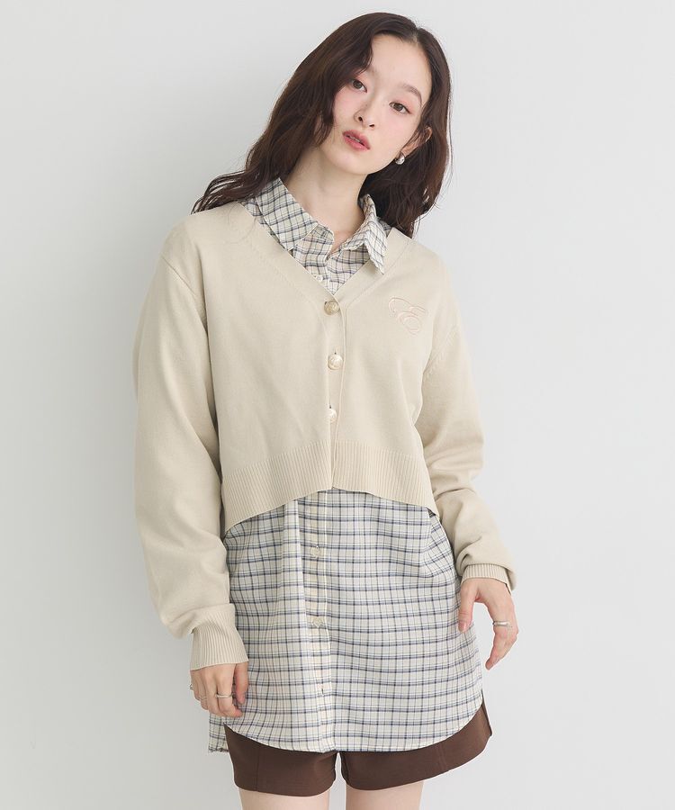 earth music&ecology「ロゴ刺繍カーディガン」|カーディガン|