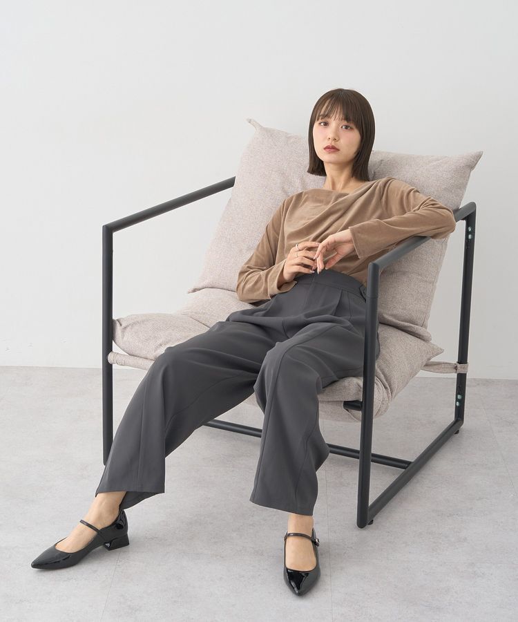 earth music&ecology「シアーベロアドレープネックプルオーバー」|Tシャツ・カットソー|