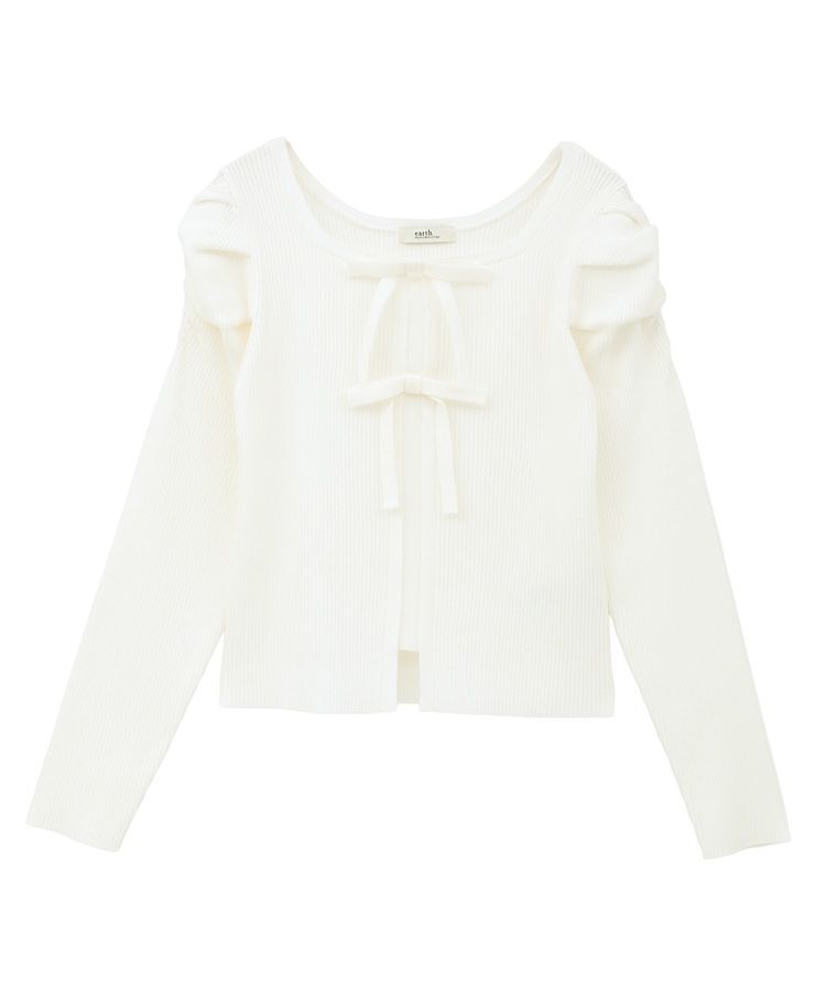 earth music&ecology「レイヤード風ギャザーショルダーリブニット」|ニット・セーター|