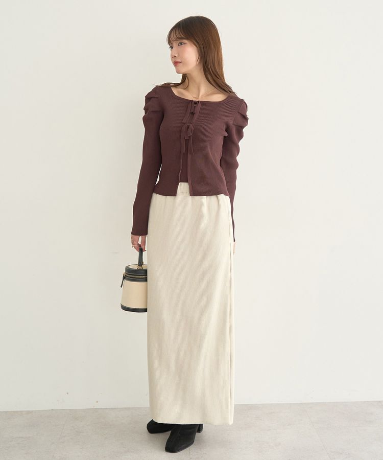 earth music&ecology「レイヤード風ギャザーショルダーリブニット」|ニット・セーター|