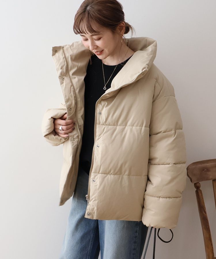 AMERICAN HOLIC「軽ポカ撥水加工スタンドショートコート」|ブルゾン・スタジャン|Light beige