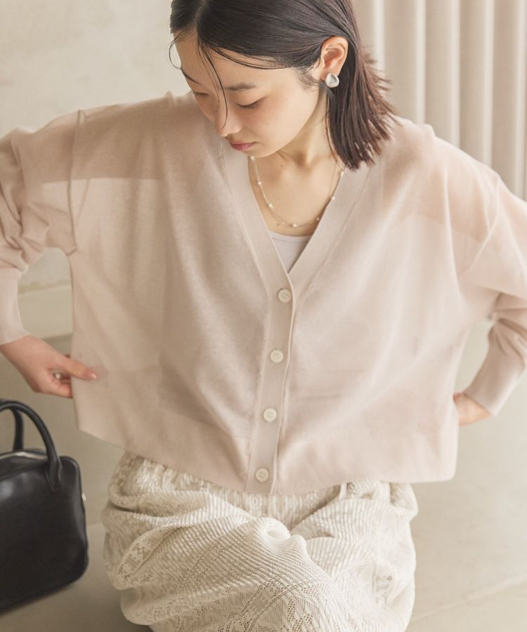 AMERICAN HOLIC「ウォッシャブルショート丈シアーカーディガン」|カーディガン|