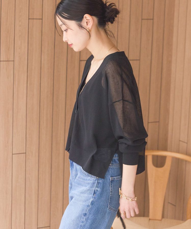 AMERICAN HOLIC「ウォッシャブルショート丈シアーカーディガン」|カーディガン|