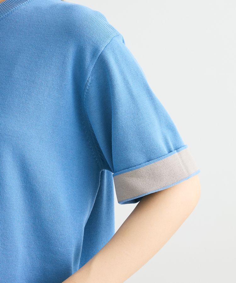 Green Parks「袖裏配色5分袖ニットプルオーバー」|ニット・セーター|