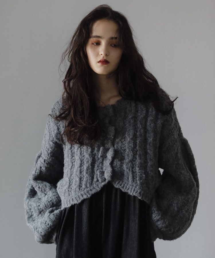 Green Parks「■ESCAR リボンボタンクロップドカーディガン」|カーディガン|