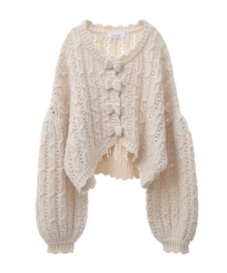 Green Parks「■ESCAR リボンボタンクロップドカーディガン」|カーディガン|