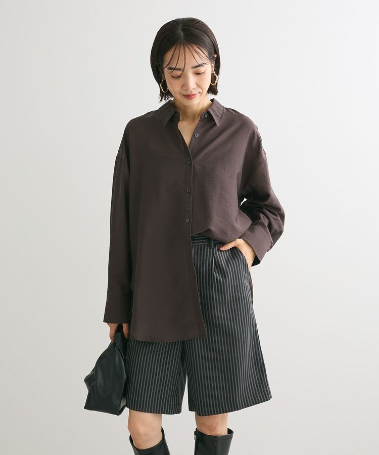 Green Parks「&rdquo;&rdquo;とろっ&rdquo;&rdquo;とシルキーシャツ」|シャツ・ブラウス|Charcoal Gray