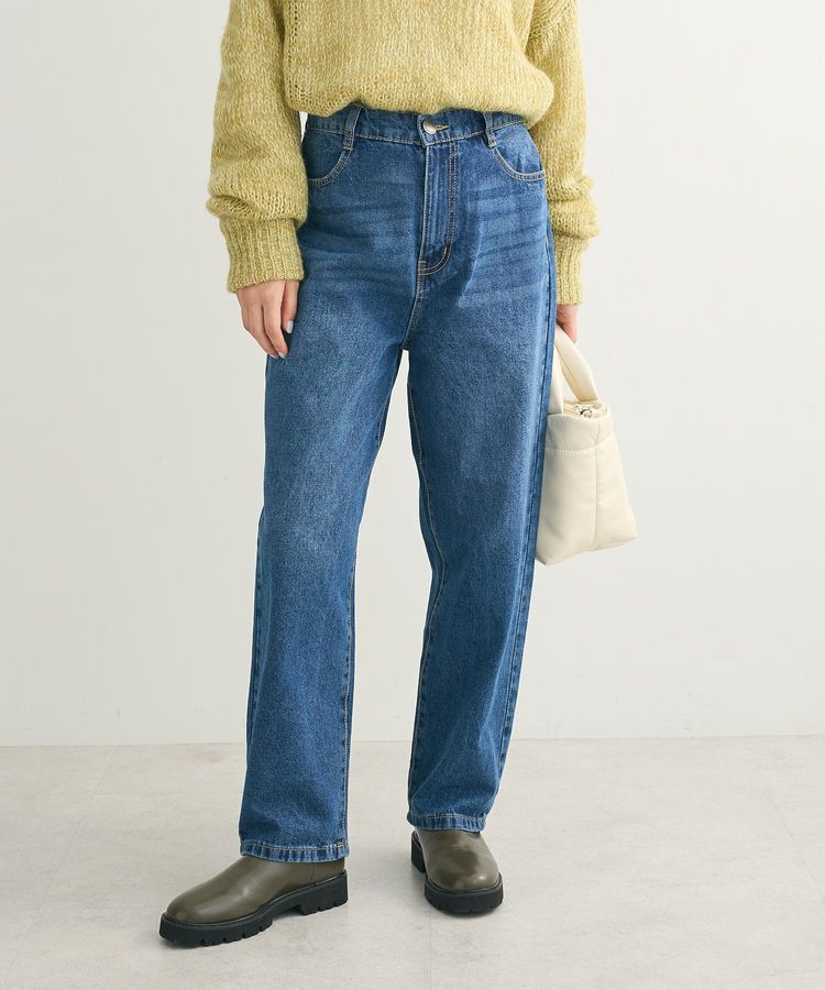 Green Parks「ハイウエストストレートデニムパンツ」|デニム|Indigo