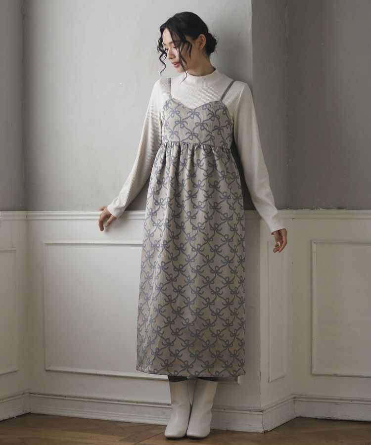Green Parks「・SUGARSPOONリボンジャカードキャミワンピ」|ワンピース|Beige