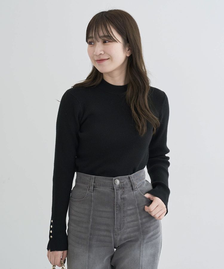 Green Parks「もちやわ 袖口釦リブニットプルオーバー」|ニット・セーター|