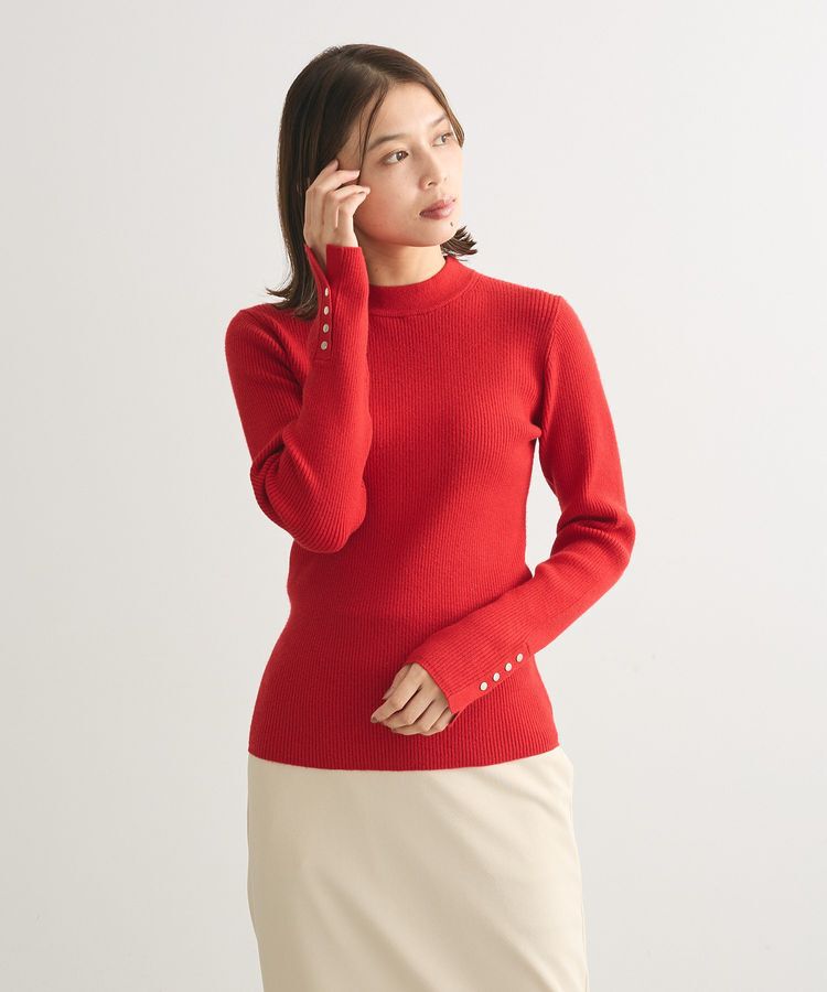 Green Parks「もちやわ 袖口釦リブニットプルオーバー」|ニット・セーター|