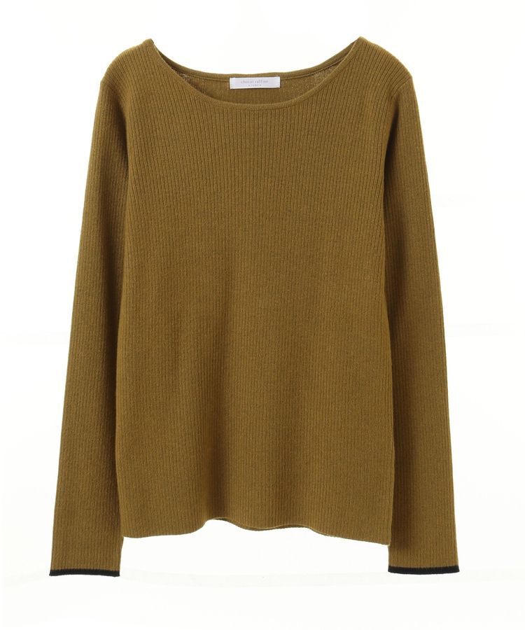 Green Parks「もちっと袖配色ボートネックニットプルオーバー」|ニット・セーター|