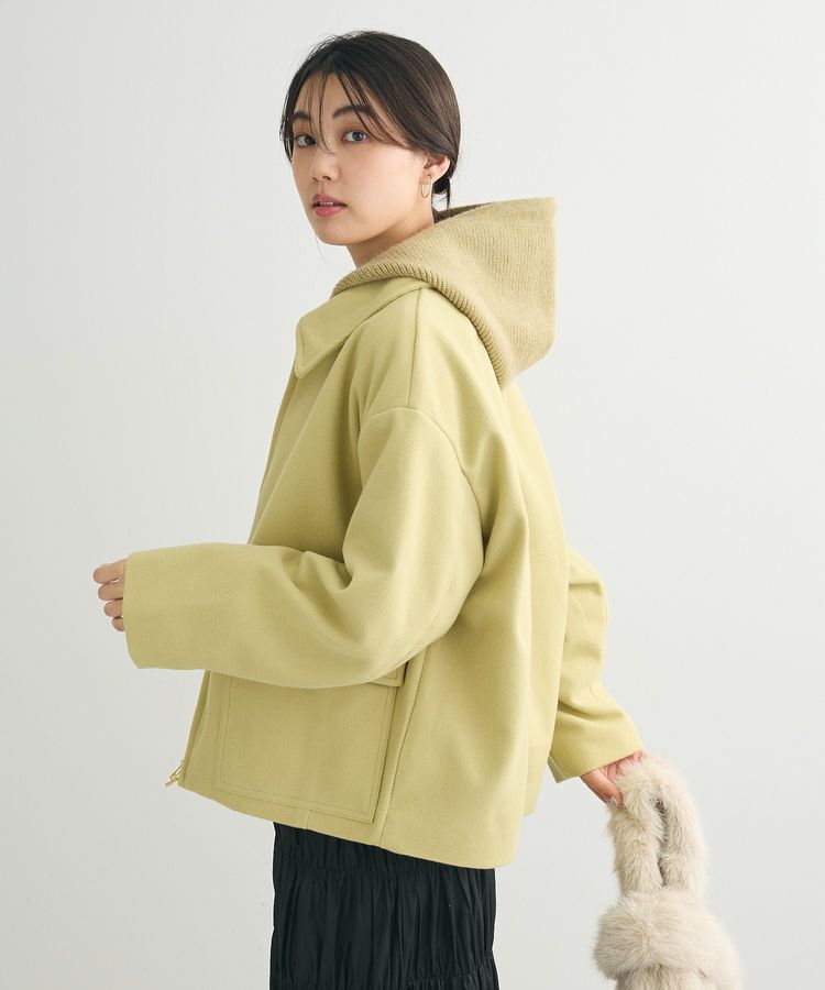 Green Parks「2WAYニットフードウールライクジャケット」|テーラードジャケット|