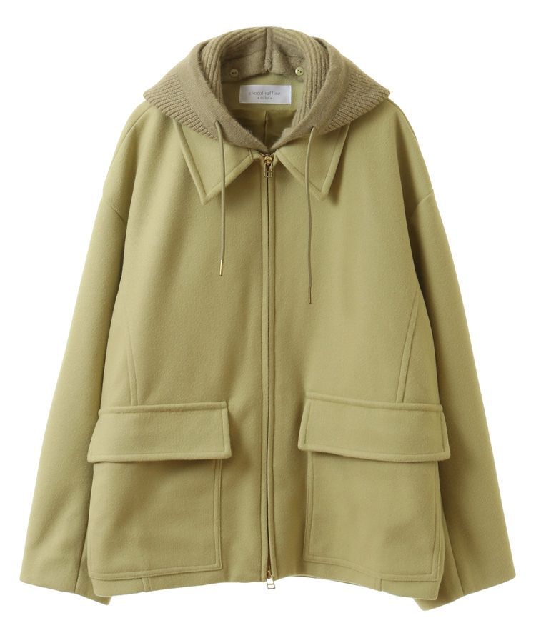 Green Parks「2WAYニットフードウールライクジャケット」|テーラードジャケット|