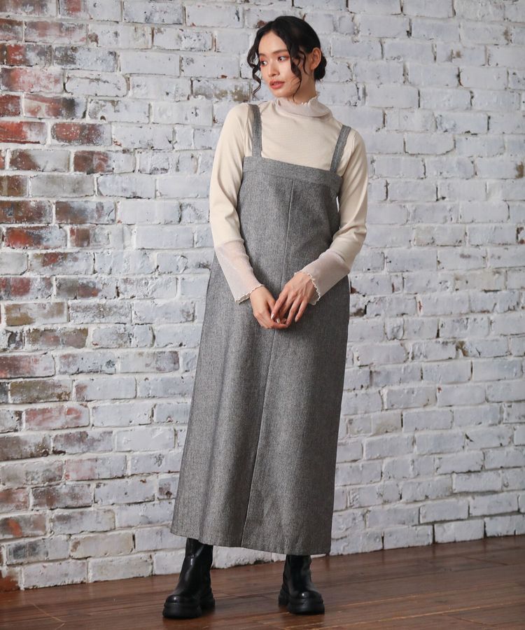 Green Parks「・ELENCARE DUE ツイードZIPUPジャンスカ」|ジャンパースカート|