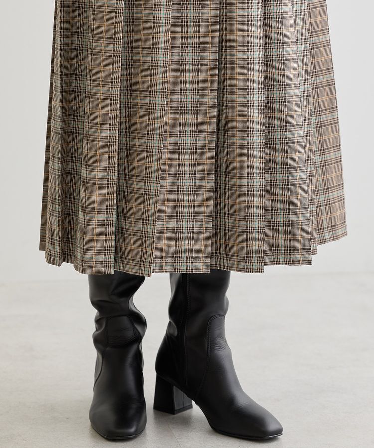Green Parks「ワイドプリーツチェックスカート」|スカート|
