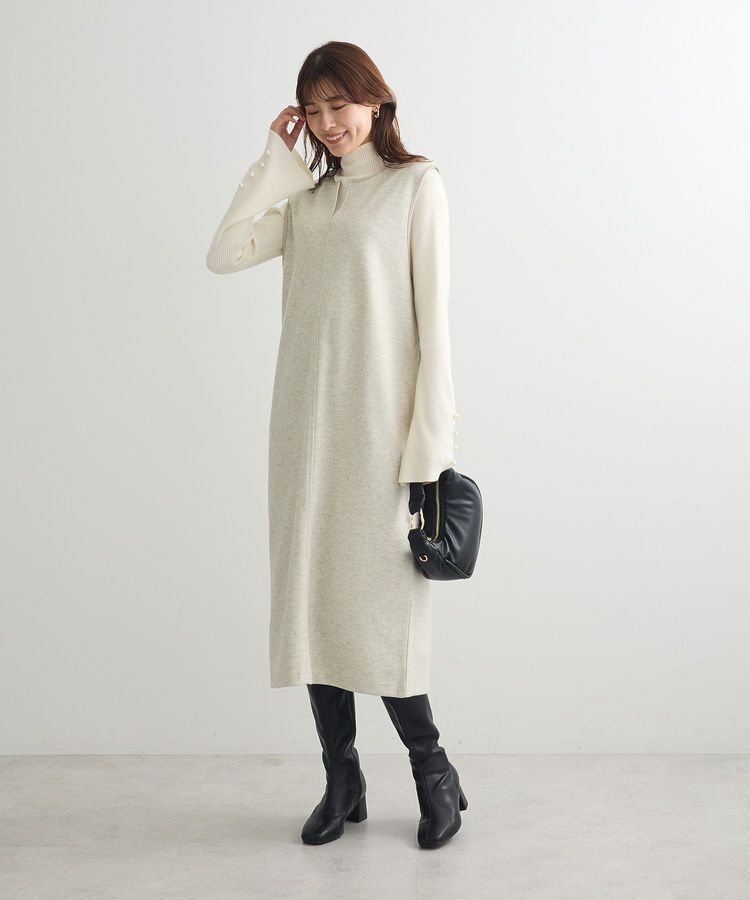 Green Parks「圧縮ポンチ合皮パイピングジャンスカ」|ジャンパースカート|