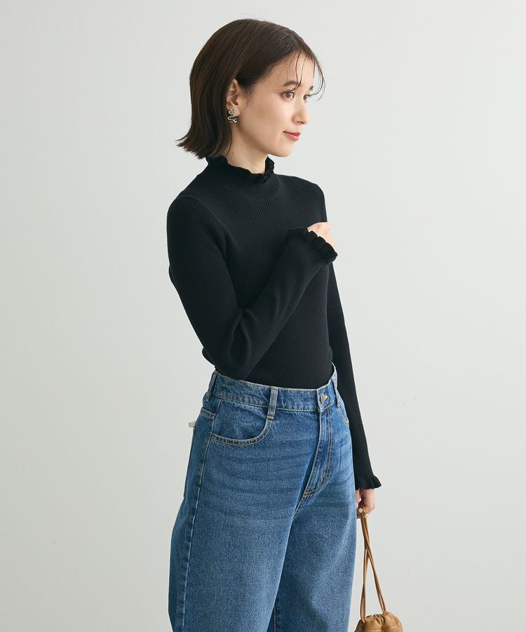 Green Parks「・swing by フリルハイネックリブニット」|ニット・セーター|