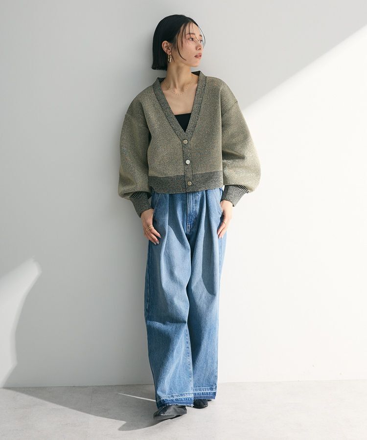 Green Parks「タックワイドデニムパンツ」|デニム|
