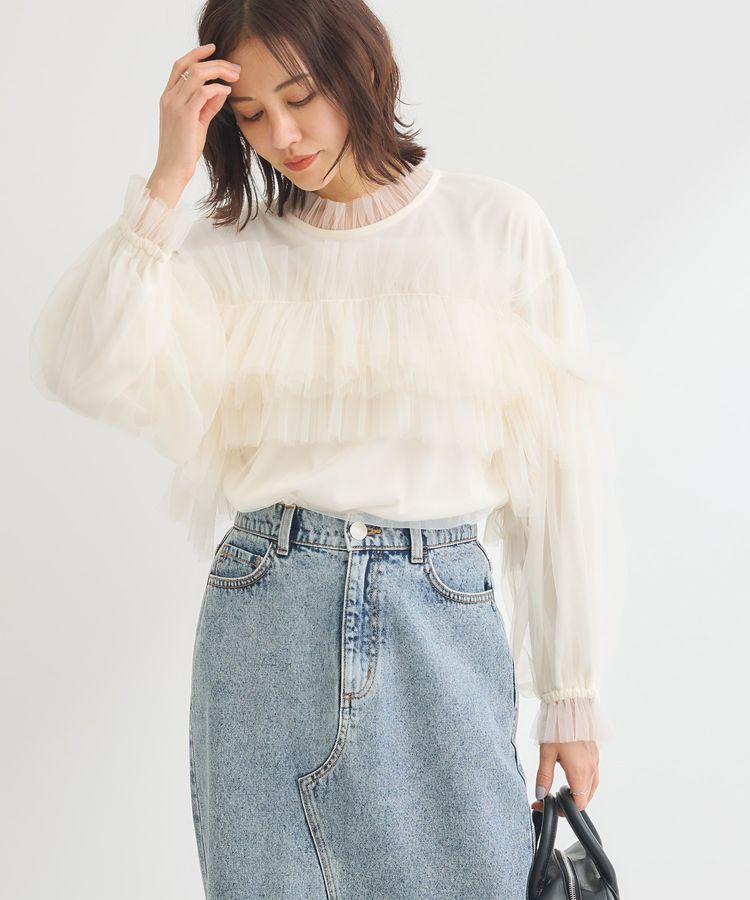 Green Parks「・ELENCARE DUE チュールドッキングブラウス」|シャツ・ブラウス|