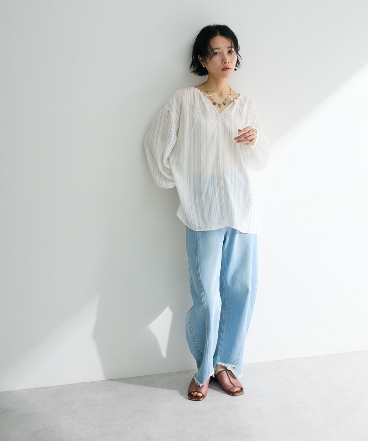 Green Parks「ドロストネックシアーストライプチュニック」|シャツ・ブラウス|