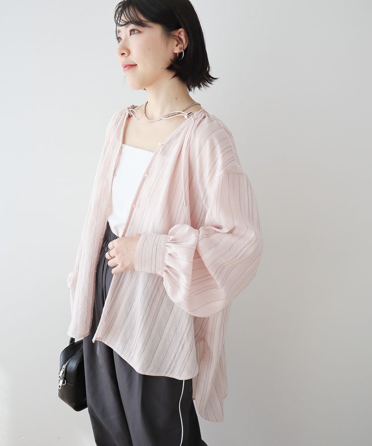 Green Parks「ドロストネックシアーストライプチュニック」|シャツ・ブラウス|