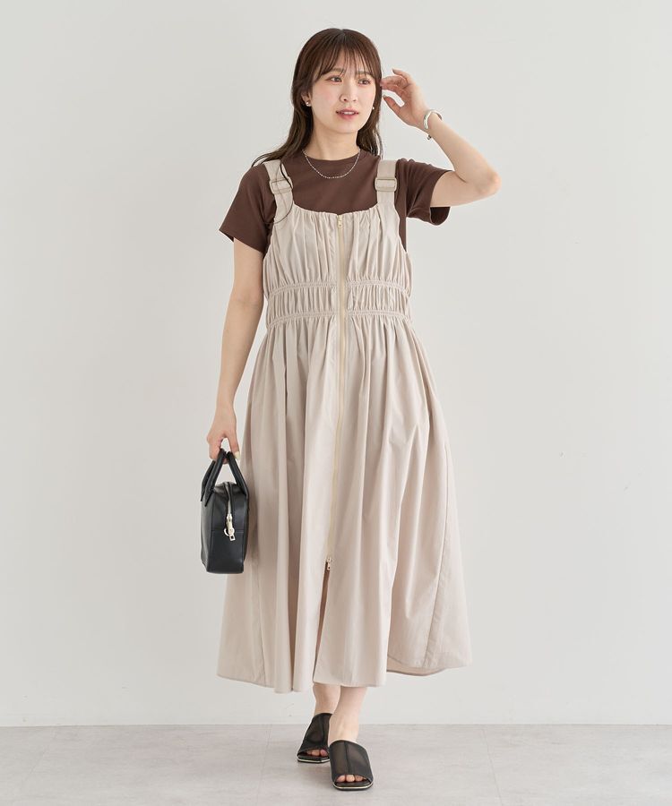 Green Parks「・SUGAR SPOON シャーリングジャンスカ」|ジャンパースカート|Light beige