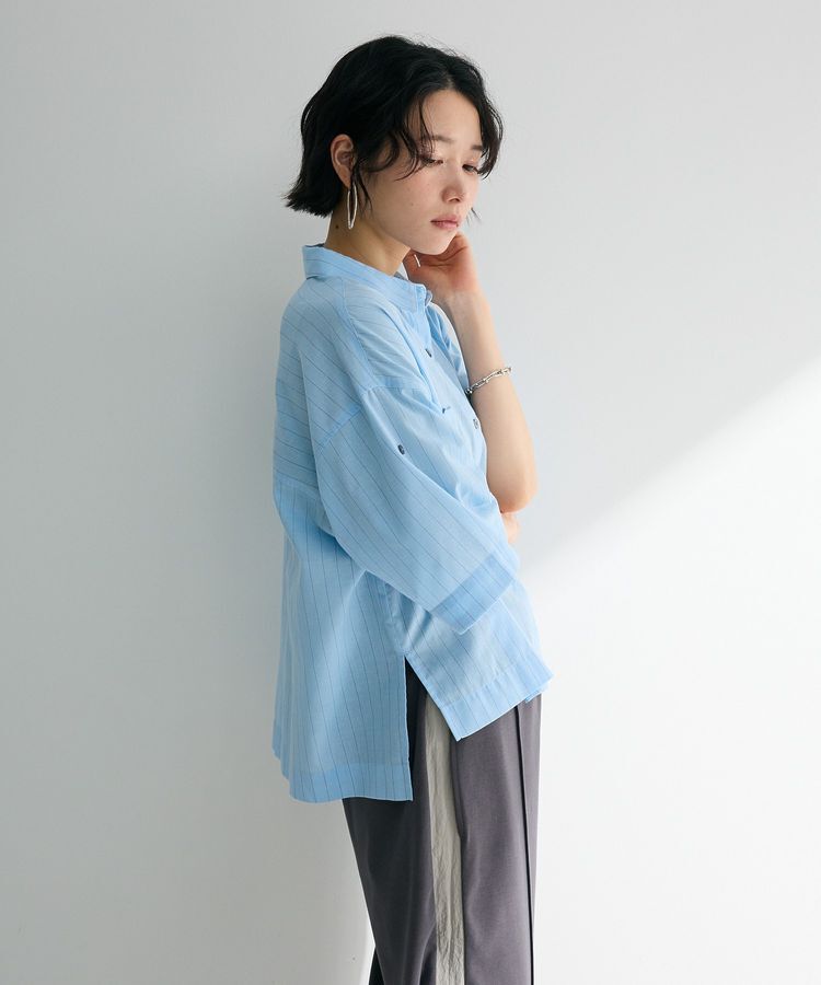 Green Parks「綿麻混５分袖ターンバックシャツ」|シャツ・ブラウス|