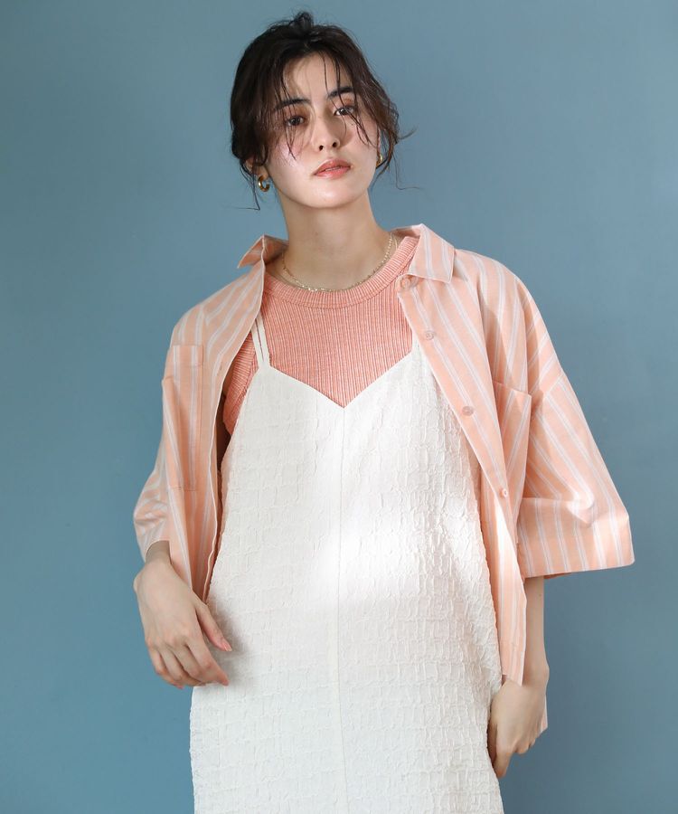 Green Parks「綿麻混５分袖ターンバックシャツ」|シャツ・ブラウス|