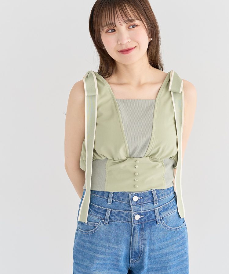 Green Parks「・swing by ショルダーリボンノースリーブ」|Tシャツ・カットソー|