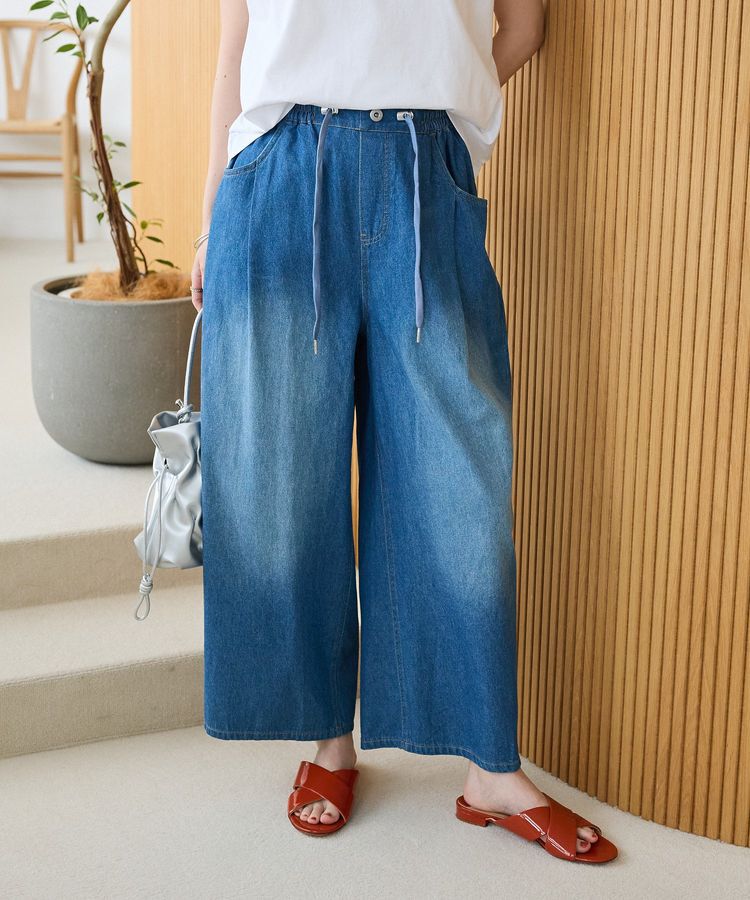 Green Parks「ライトデニムワイドパンツ」|デニム|