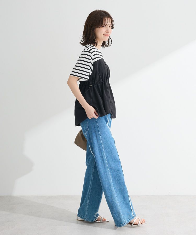 Green Parks「ビスチェドッキングドロスト5分袖プルオーバー」|Tシャツ・カットソー|