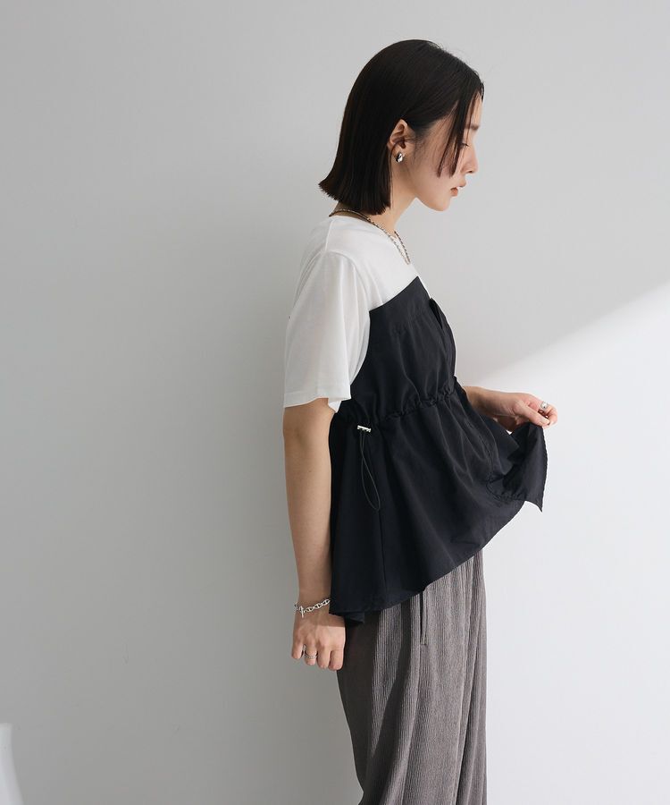 Green Parks「ビスチェドッキングドロスト5分袖プルオーバー」|Tシャツ・カットソー|