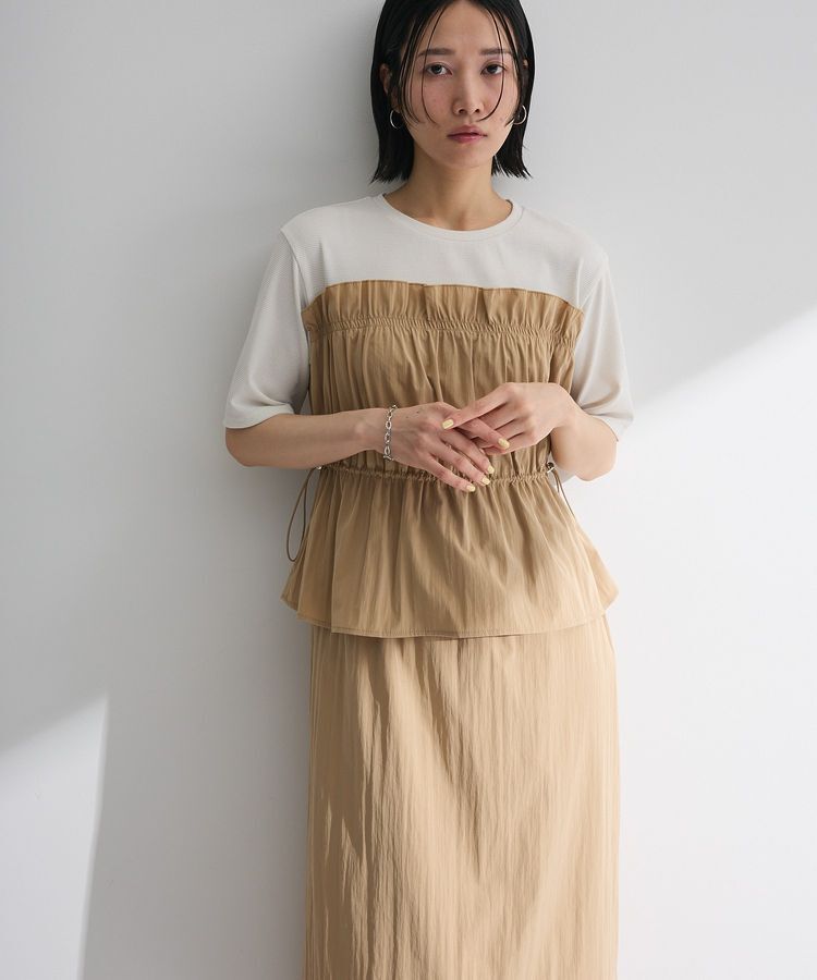 Green Parks「ラメリブペプラムドッキングワンピース」|ワンピース|