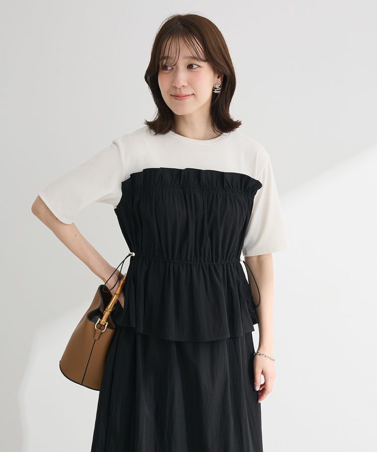 Green Parks「ラメリブペプラムドッキングワンピース」|ワンピース|