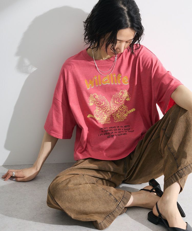 Green Parks「・DOUBLE FLAGS レオパードプリントTEE」|Tシャツ・カットソー|