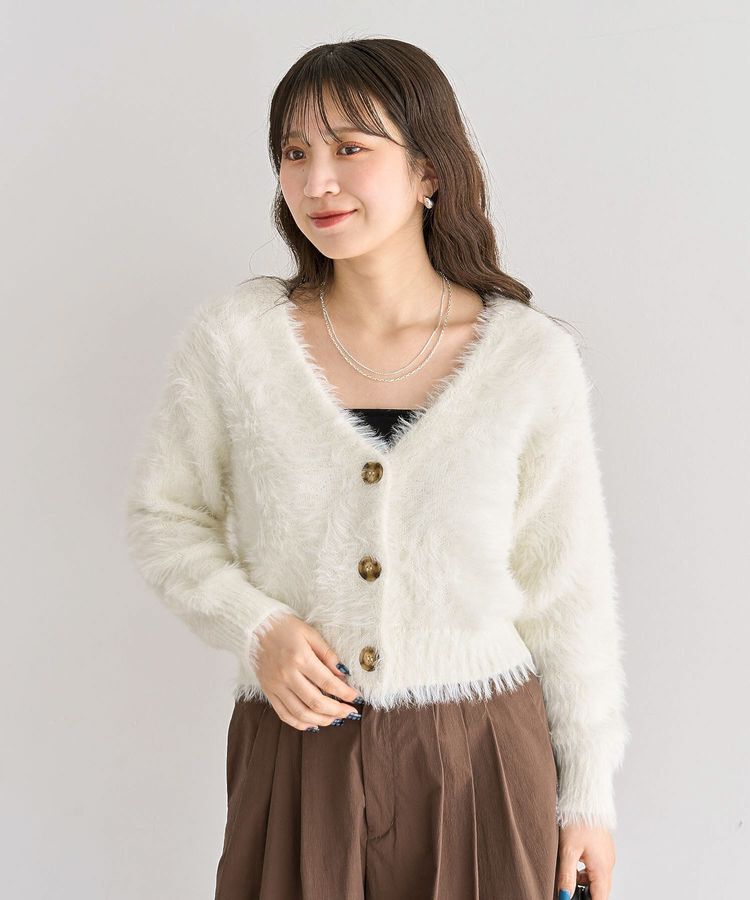 Green Parks「・Petit Fleur シャギーニットカーディガン」|カーディガン|Off White