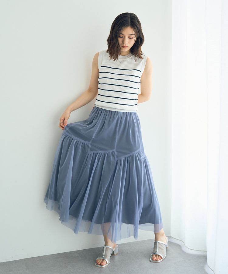 YECCA VECCA「リバーシブルチュールスカート」|フレア|