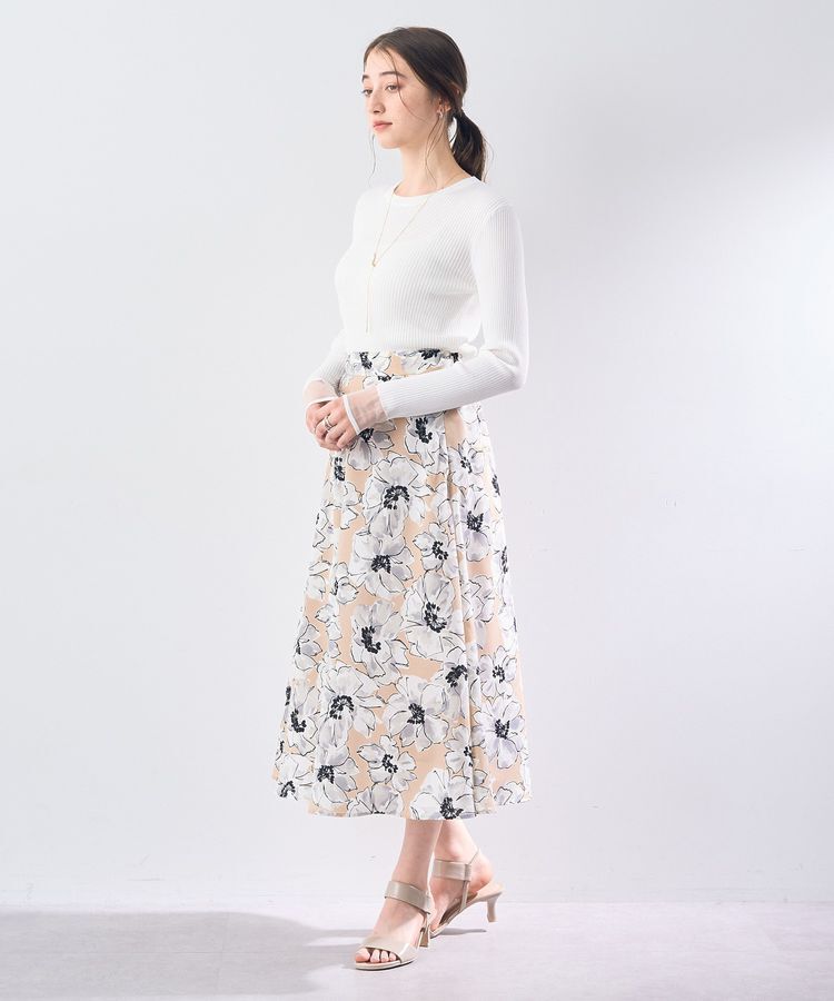 YECCA VECCA「大花柄フレアスカート」|フレア|