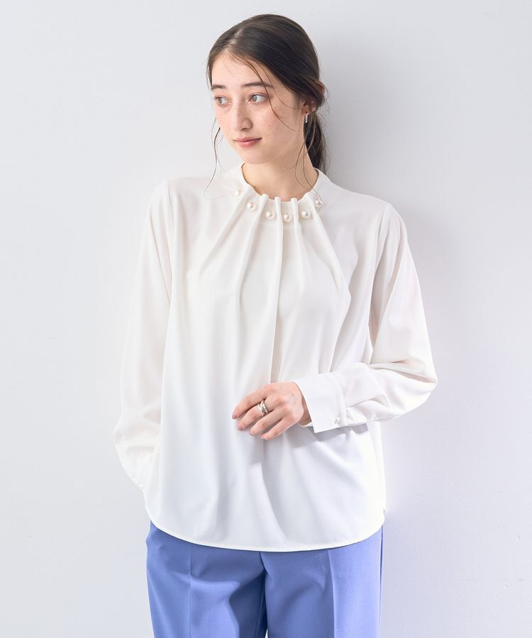 YECCA VECCA「パールタックブラウス」|シャツ・ブラウス|Off White