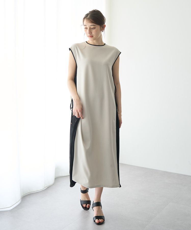 YECCA VECCA「プリーツMIX配色ワンピース」|ワンピース|