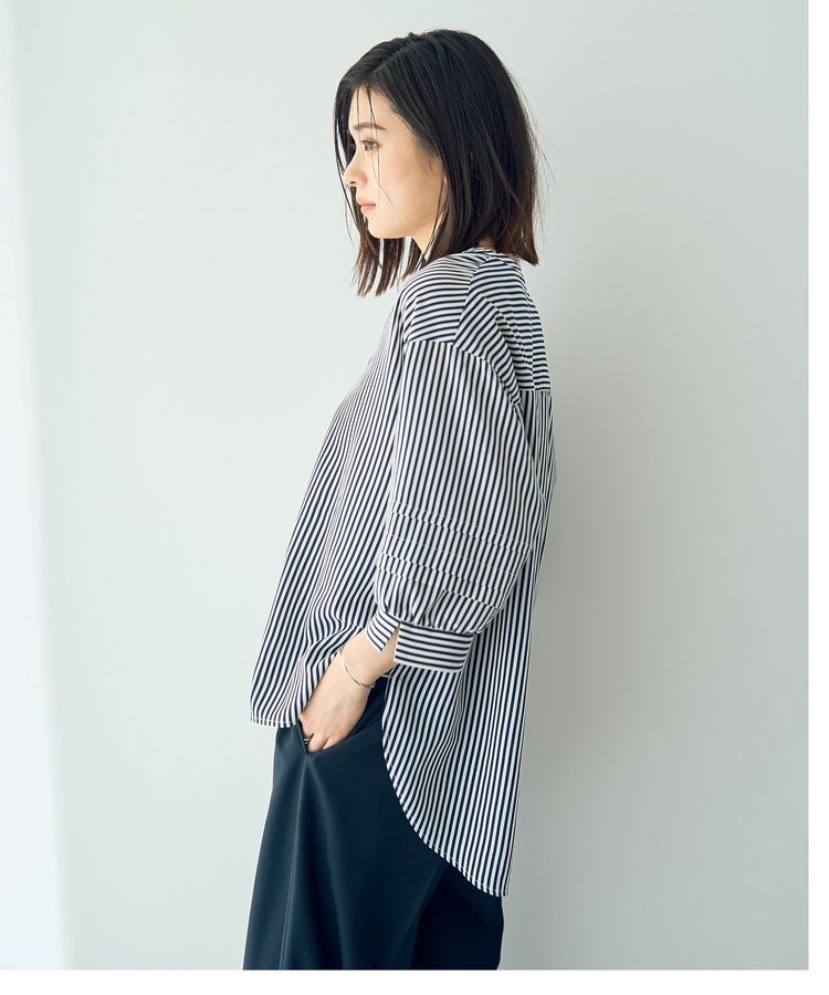 YECCA VECCA「2way裾アレンジパールボタンブラウス」|シャツ・ブラウス|